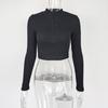 2025 Autumn Long-Sleeve Zipper Cropped Slimming Top