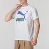 Puma Camisola Confortável Respirável com Estampa de Logotipo Casual Manga Curta Camiseta Masculina Tops Branco 621980-83