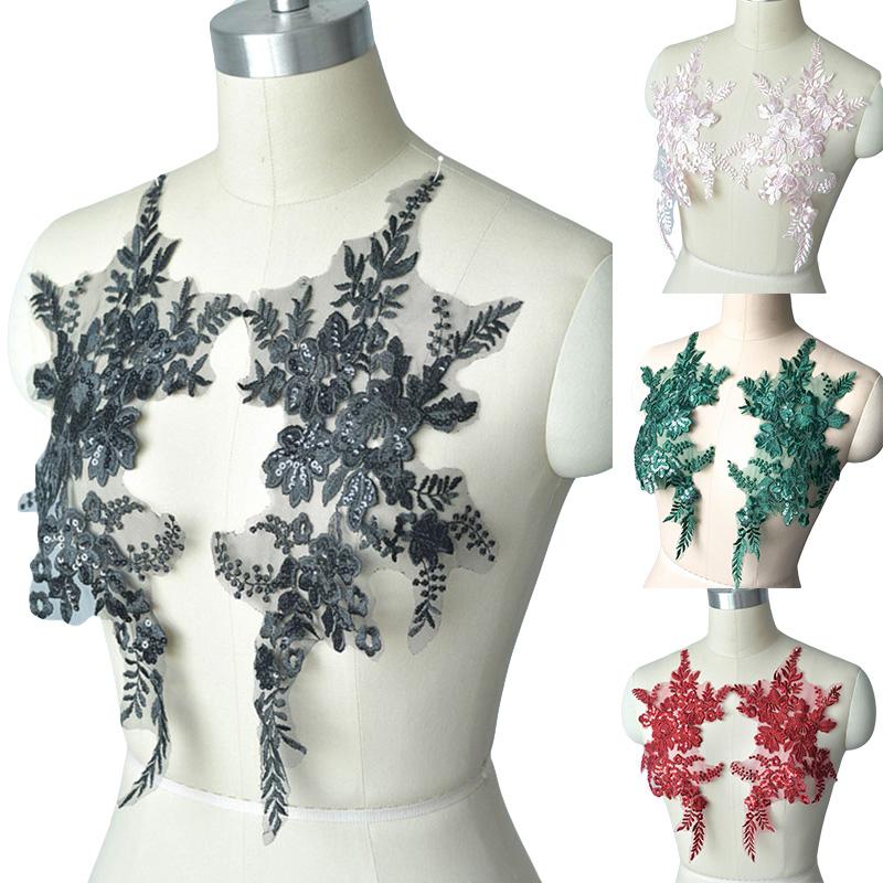 

1pair Chiffon Appliques Polyester Collar Flower Sew On Clothes Cloth Sticker Patches