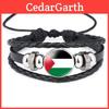 Bracelet en Cuir Multi-couches avec Pierre Précieuse Design Drapeau Palestinien Cordelette en Cuir Faite à la Main Bracelet de Poignet Vente en Gros