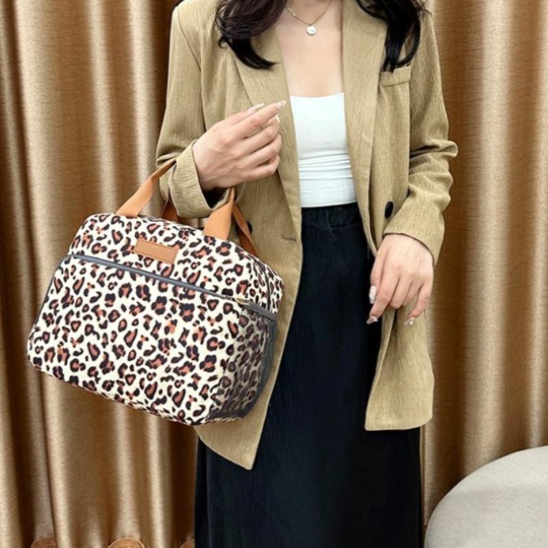 Thickened Nylon Fabric Lunch Bag with Aluminum Foil Inner Large Capacity Portable Lunch Box Storage Bag for Work Picnic Scho