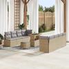 11-piece Garden Sofa Set with Beige Poly Rattan Cushions, 2-seater Garden Sofa with Storage and Cushions 3364452