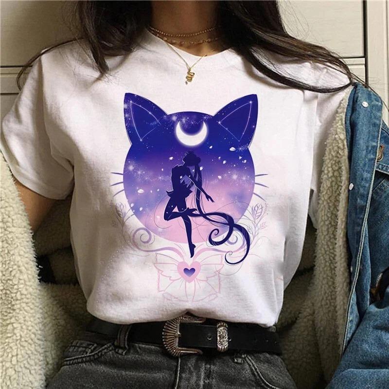 

Tshirt 90s Anime Sailor Moon Retro Graphic Summer Cotton Men Women Tee Streetwear Casual Trend Short Sleeve Couple Hip Hop Top XXXL сірий