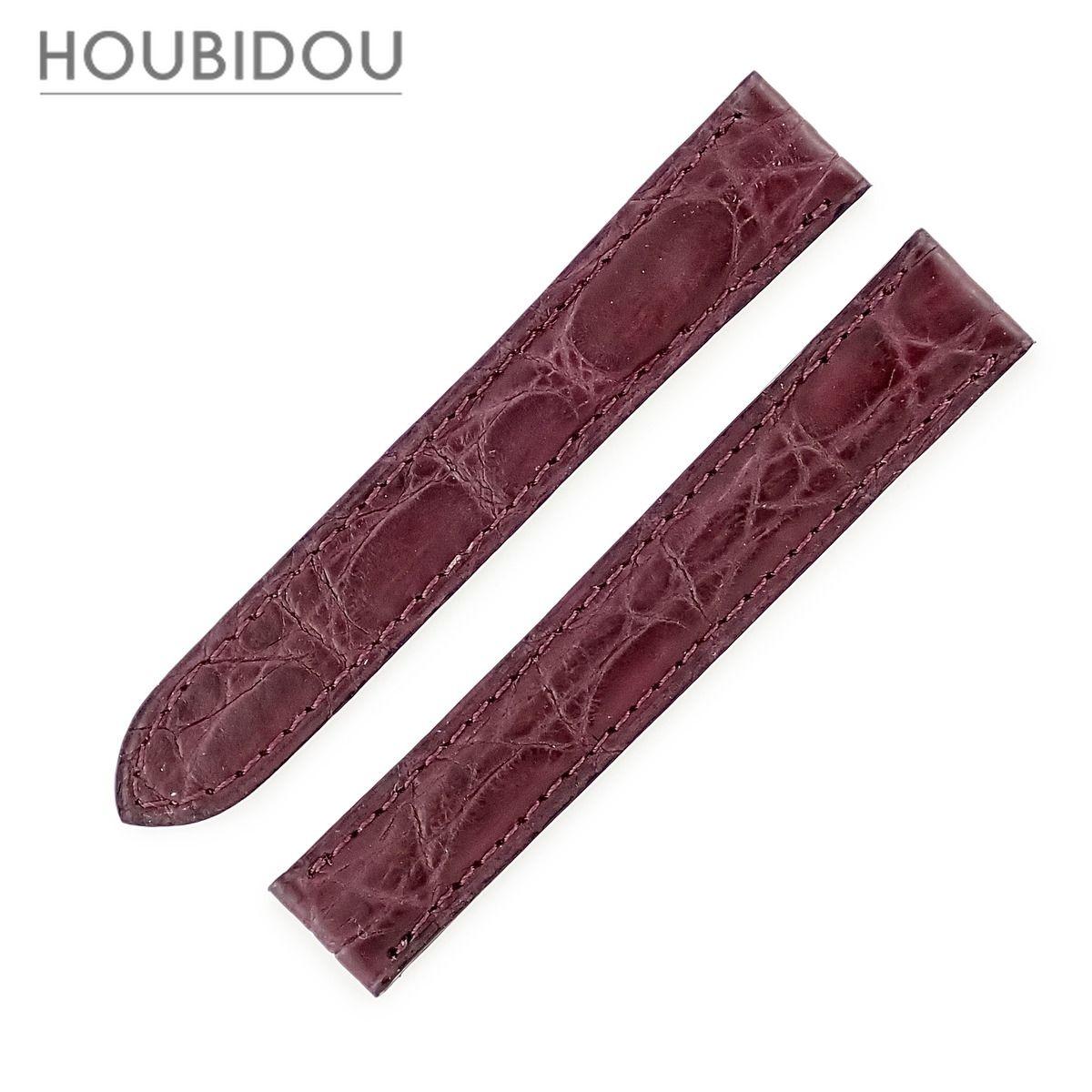 Used Cartier Watch Parts Genuine Croco Band Crocodile Burgundy Unused Replacement Belt Buckle Strap Genuine Leather Replacement 15mm Burgundy Red