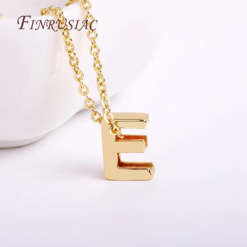 Gold Plated Brass Metal Initial 26 Letters Pendants Pendants Necklace For Women Jewelry Accessories Thin Chain Necklaces Female