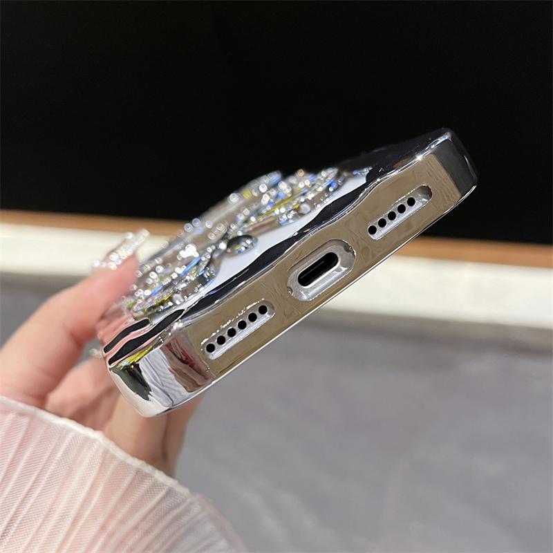 Luxusní pozlacený třpytivý diamantový dutý motýlí kryt na telefon pro IPhone 17 Air 16 15 14 Plus 13 12 11 Pro Max Nárazuvzdorný TPU kryt