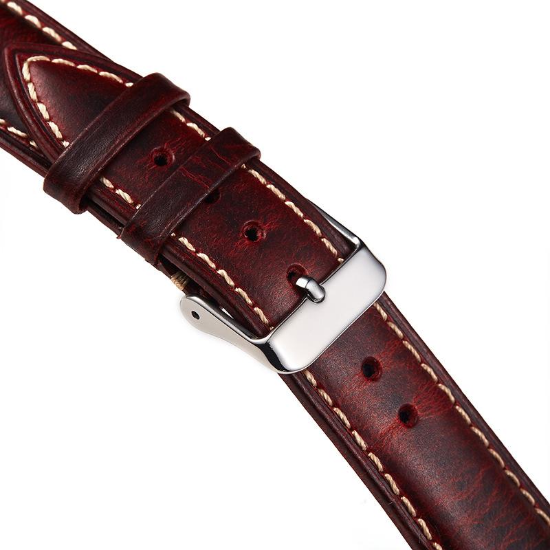 Vintage Oil Wax Watch Strap 18mm 19mm 20mm 21mm 22mm Universal Head Layer Cowhide Watchband Accessories Pin Buckle