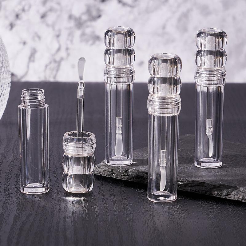 Empty 3.5Ml Transparent Lipgloss Tubes With Silicone Brush Round Cosmetic Lipgloss Tube Clear Lip Balm Bottle Refillable