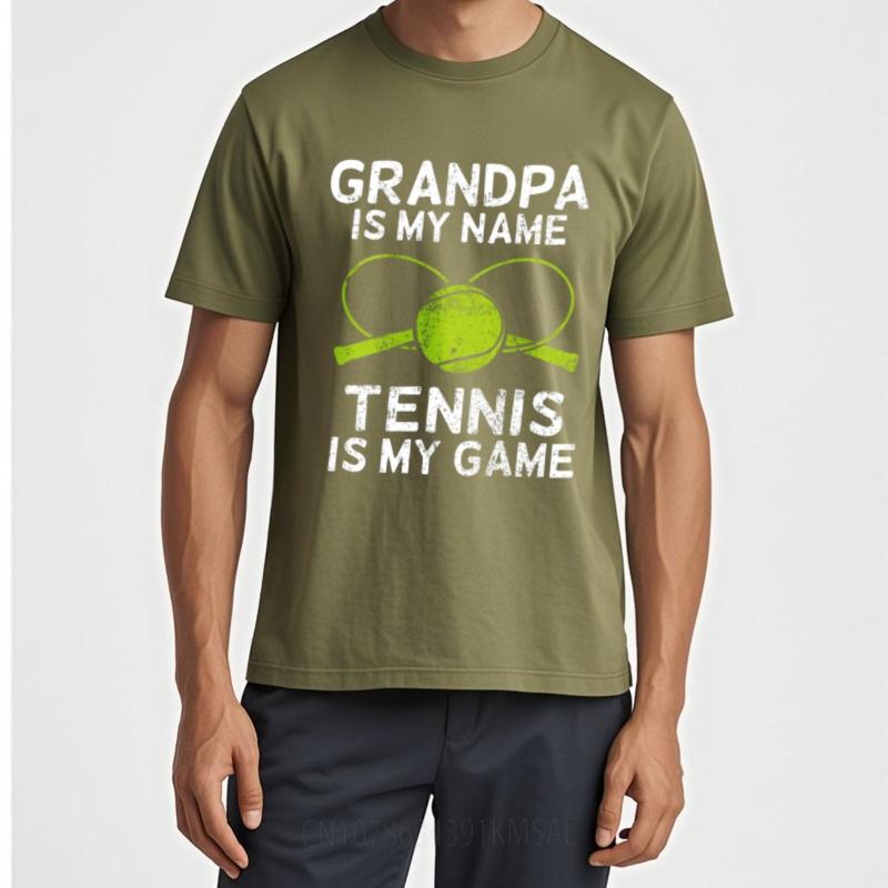 Street Wear Unisex O Neck tshirt Oversized Grandpa Is My Name Tennis Is My Game Fashionable Unisex Tshirt summer cotton teeshirt Unisex
