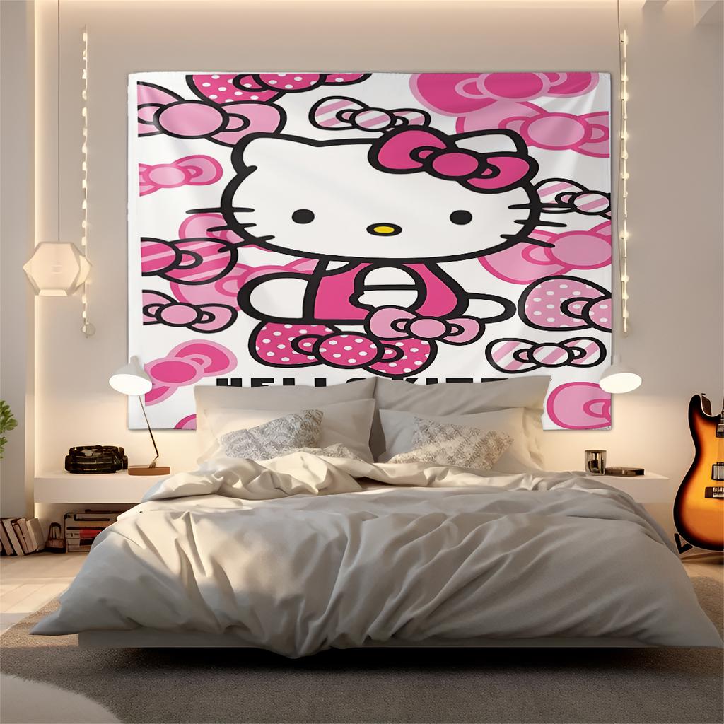 Hello Kitty Tapestry Wall Hanging Kawaii Aesthetic Room Decor Cute Wall Art for Bedroom Dorm Teen Girls