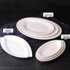 Qianxing A8 White Melamine Boat-Shaped Serving Plates