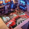 Retro Car & Rock Bar Themed Rug, non-slip rug, suitable for living room, bedroom, game room, computer room and home décor.