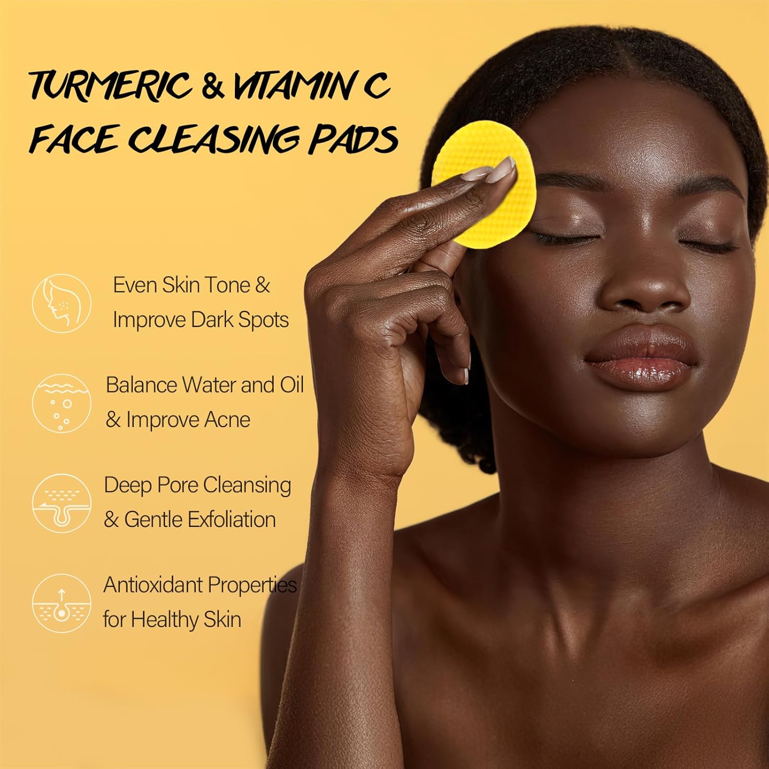 Turmeric Cleansing Pads for Face 60 Pcs Turmeric Face Scrub Vitamin C Exfoliating Pads for Skin with Exfoliating Cotton Rounds