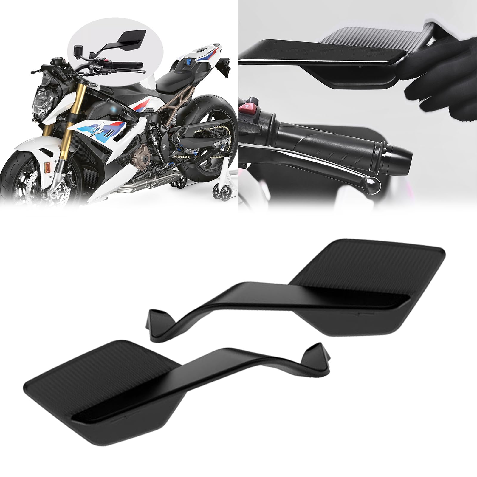 

New Motorcycle Rearview Mirror Window Wing Invisible Winglet Rotating Side Mirror for S1000XR S1000R, S1000RR, (2025-2024) [Used] чёрный