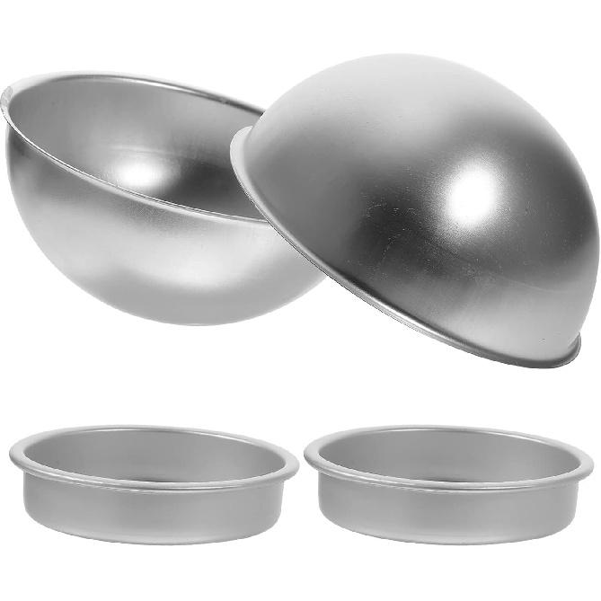 Kichvoe Hemisphere Cake Pan Semi-Sphere Baking Molds, 2 Sets Football Basketball Baking Pans, Aluminium Alloy Non-Stick Molds for Chiffon, Bikini