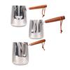 Milk Frothing Pitcher 304 Stainless Steel Milk Frother Cup with Wood Handle Spout for Coffee Art Heating Oil Melting