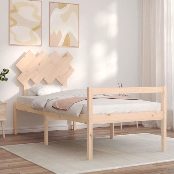 VidaXL Bed Frames with Simple Solid Wood Headboard 3195511