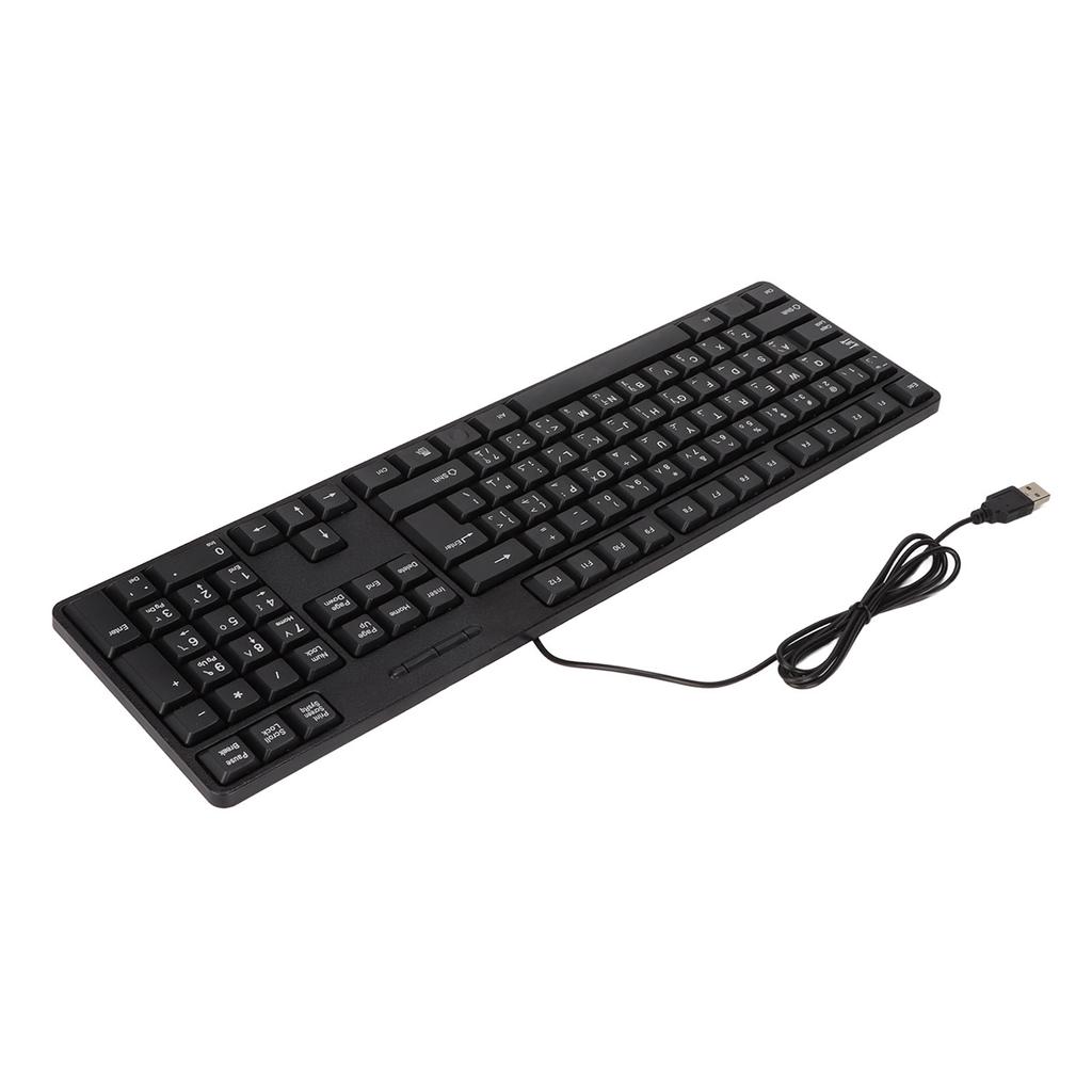 Arabic Keyboard 104 Keys USB Interface Wired Design Black ABS Material Office Keyboard for Desktop Computers