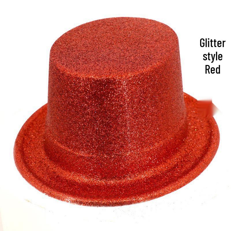 Elegant Green & Black Top Hat with Gold Powder for Adults & Kids, Unisex Magician & Jazz Style.