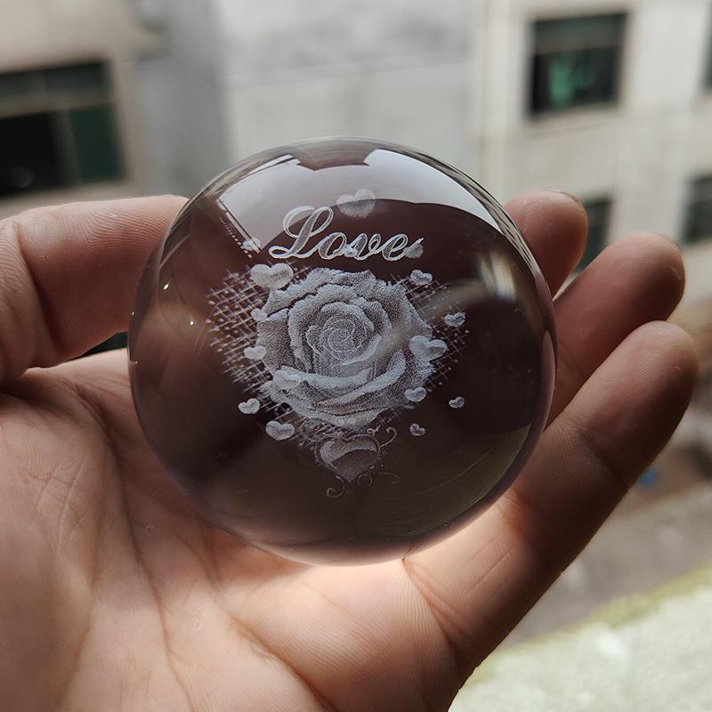 30 Clear Crystal Balls with 3D Laser-Engraved Solar System and Earth Galaxy Design - Creative Desktop Ornaments