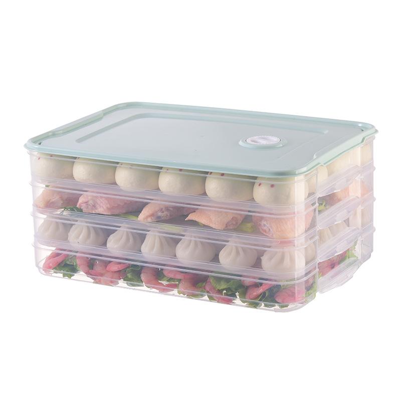 

Пищевой контейнер для хранения в холодильнике с крышкой, коробка для вонтонов, специальная для быстрозамороженных пельменей, коробка для теста для пельменей (4 floors, 1 roof) зелёный