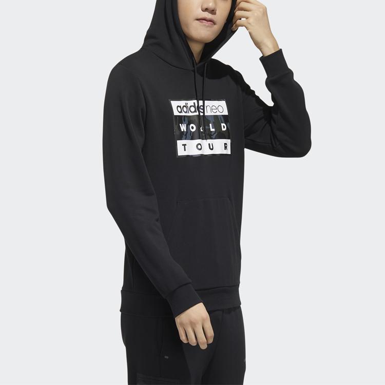 Adidas Neo Camo Print Casual Hoodie Men Tops Black FU1038