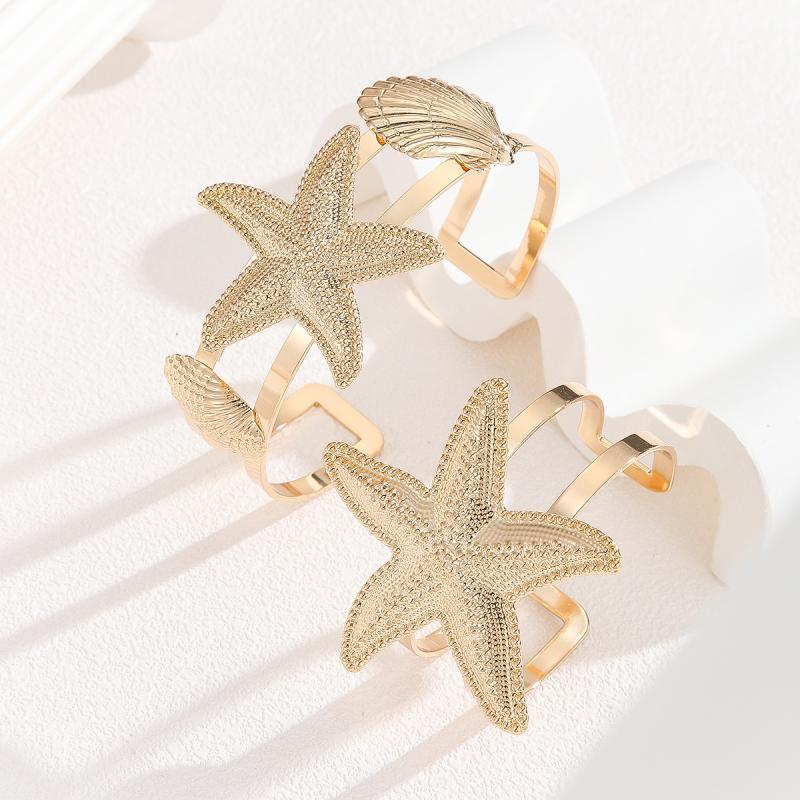 Vintage Metal Starfish Upper Arm Cuff Bracelet For Women Gold Color Geometric Open Bangles Aesthetic Jewelry Gift