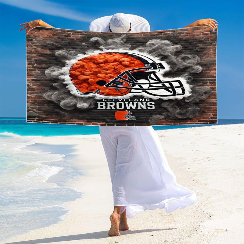 Cleveland Browns Logo Print Beach Towel, Large Soft Quick Dry Towel for Beach Camping Swimming