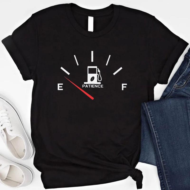 Unisex Heavy Cotton Tee Patience Cotton TShirt Ironic Running on Empty Gas Gauge Tee Funny Psychology Unisextal Health Gif
