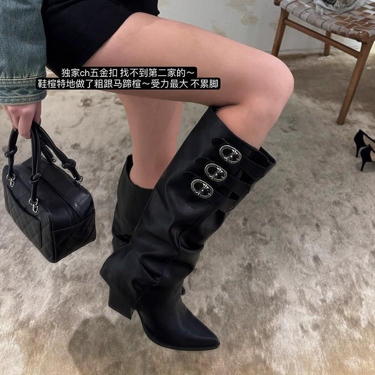 Hardware buckle removable boot cover two pairs of boots women's boots