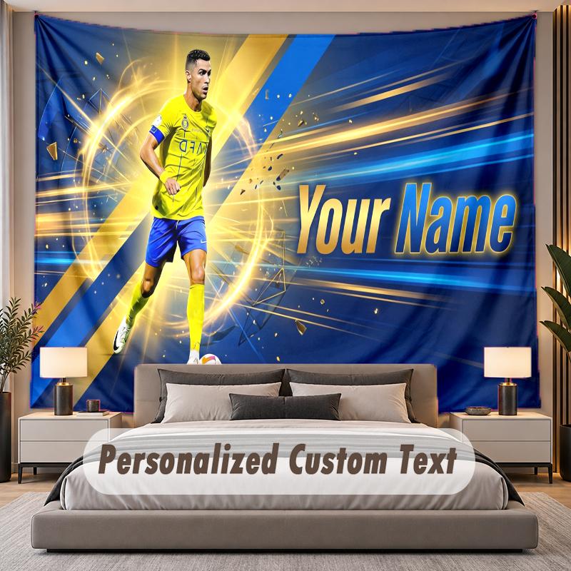 Custom Name Text Tapestry Cristiano Ronaldo Personalized Polyester Wall Tapestry For Bedroom And Room