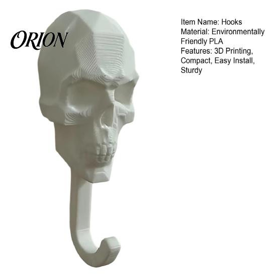 Personalized Wall Pendant 2Pcs 3D Printed Skull Hook, Gothic Dark Mounted Hanger, Geometric Halloween Hanger Towel Key Hat Storage Hook for