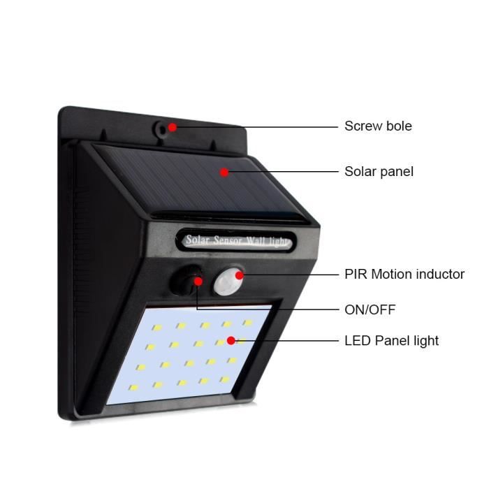 Lampe solaire exterieur - MITYN - 48led motion 2pcs - Capteur de mouvement PIR - Étanche