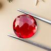 Amazing Chekar Cut Eye Clean Ruby Shade Glass Stone, 5.15 Carat, 12 MM Round Glass Stone, Faceted Round Shape Glass Stone.