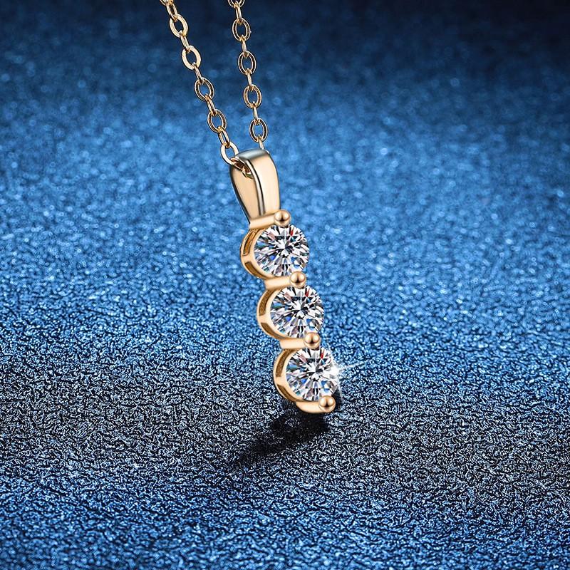 Moissanite Pendant Necklace D Color 90 Points Simple Pave Setting 14K Gold/White Gold Plated Womens Fashion Jewelry