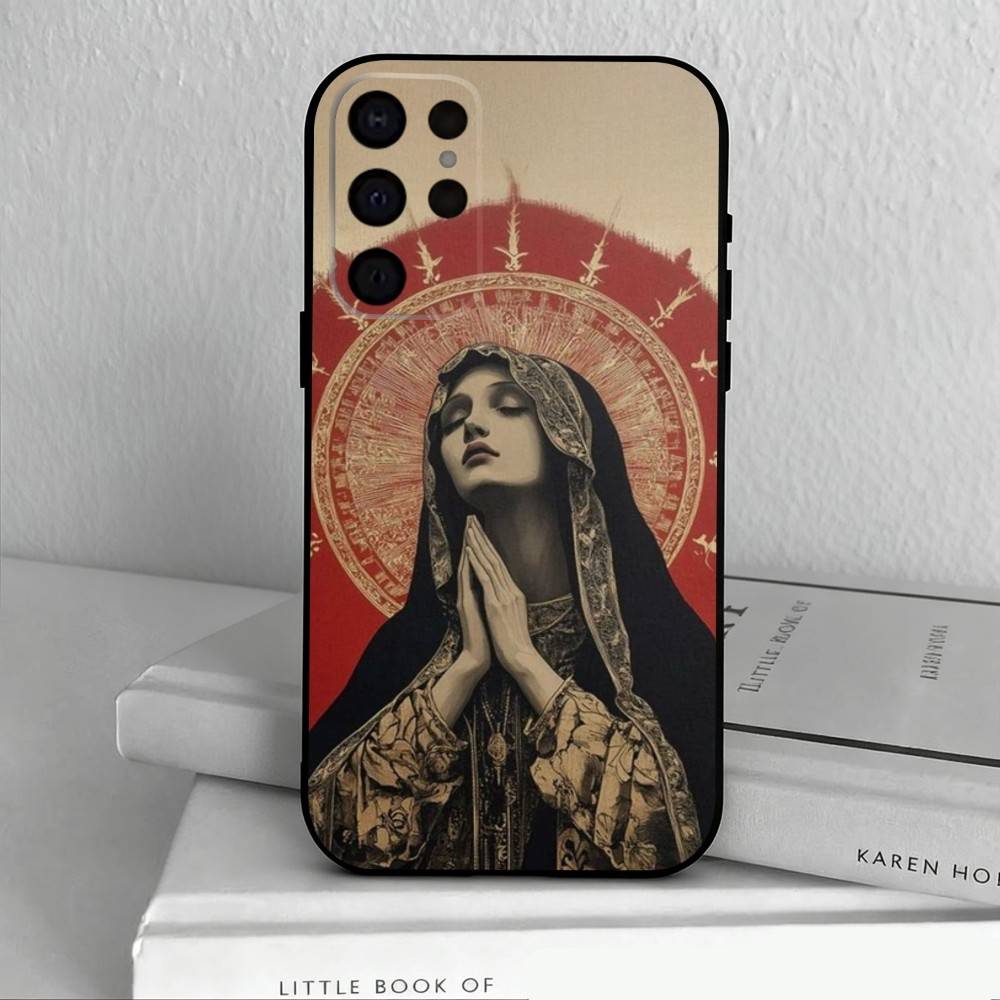 Virgin De Guadalupe Phone Case For Samsung S25,24,23,22,30,21,10,9,Ultra,Plus,Lite,FE,4,5 G Soft Black Case