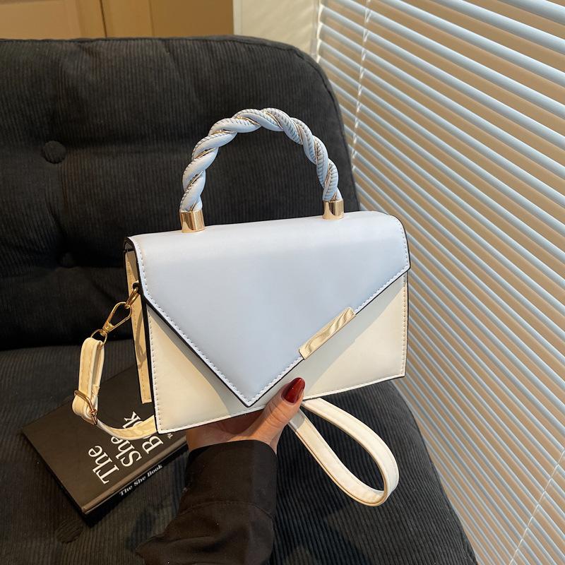 Fashion Texture Color Matching New 2025 Contrasting Color Spring Casual Simple Messenger Metal Portable Small Square Bag Woman