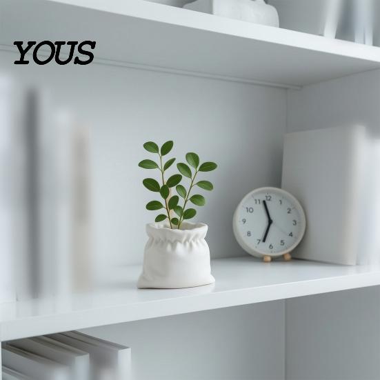 Crack-resistant Ornament 3D Printed Succulents Pots, Creative Cloth Bag Shape Flower Pots for Soft Fabric Look Decoration Indoor Plants, Multi-Purpose
