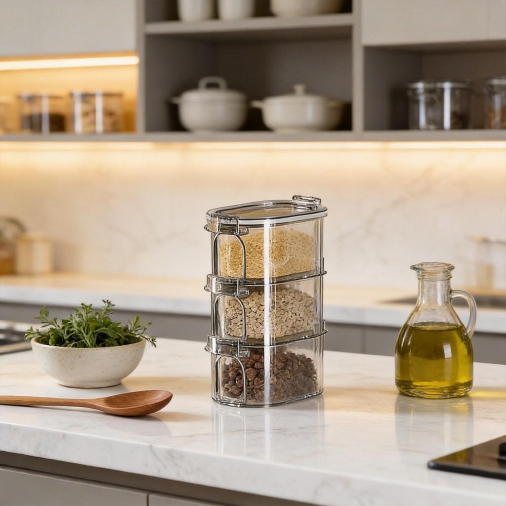Modern Minimalist Spice Storage Container With Multilayer Food Grade Plastic For Kitchen Use