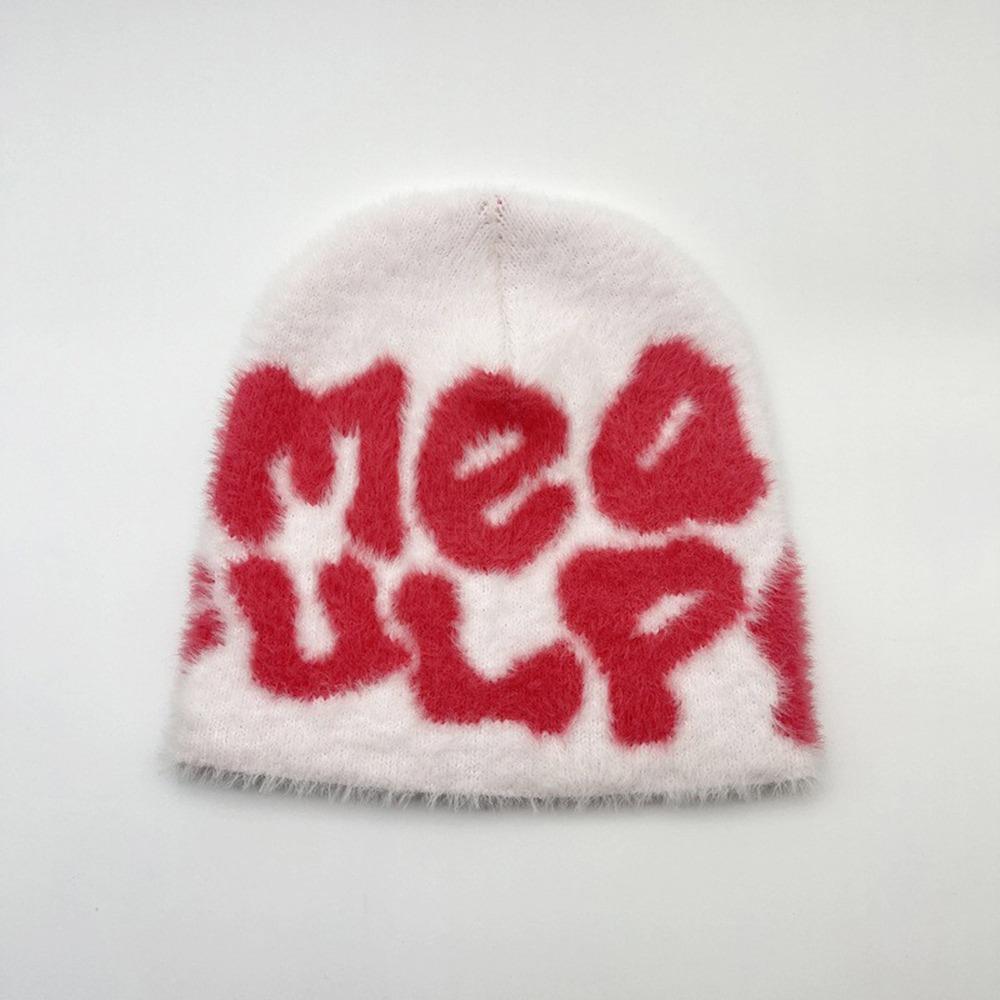Wool Acrylic Beanie Bonnet Letter Printing Cold Cap Gothic Casual Skullies Men Women