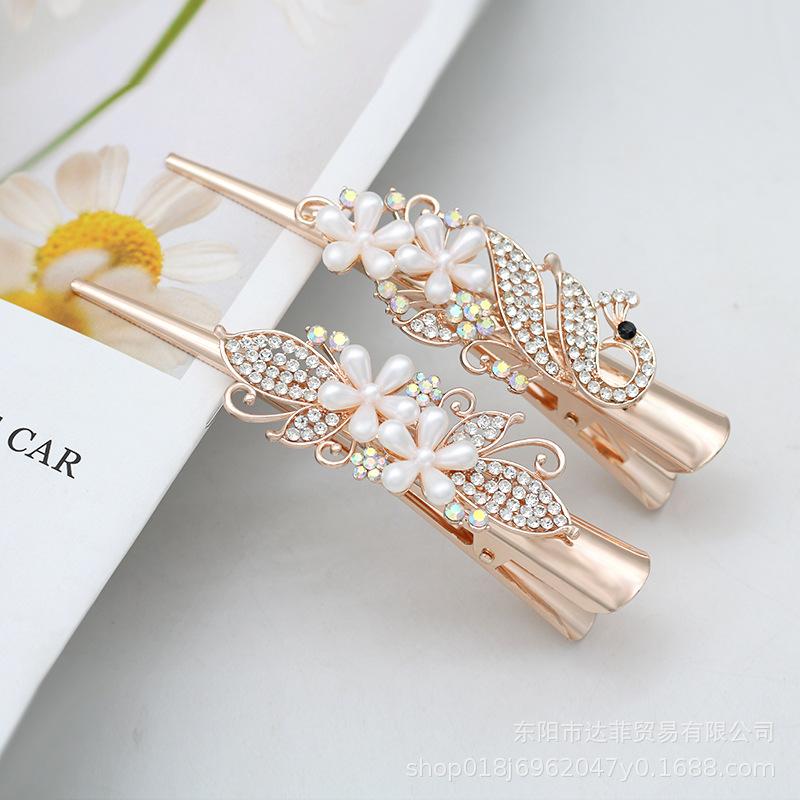 High-End Alloy Flower Hair Clip for Elegant Updos in Women