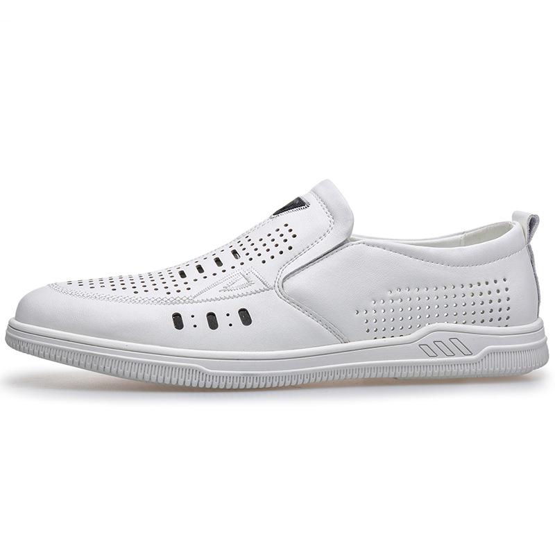 

Модные высококачественные белые туфли из коровьей кожи для мужчин, модные повседневные летние новые дизайнерские туфли, мужские летние осенние легкие лоферы 38 белый