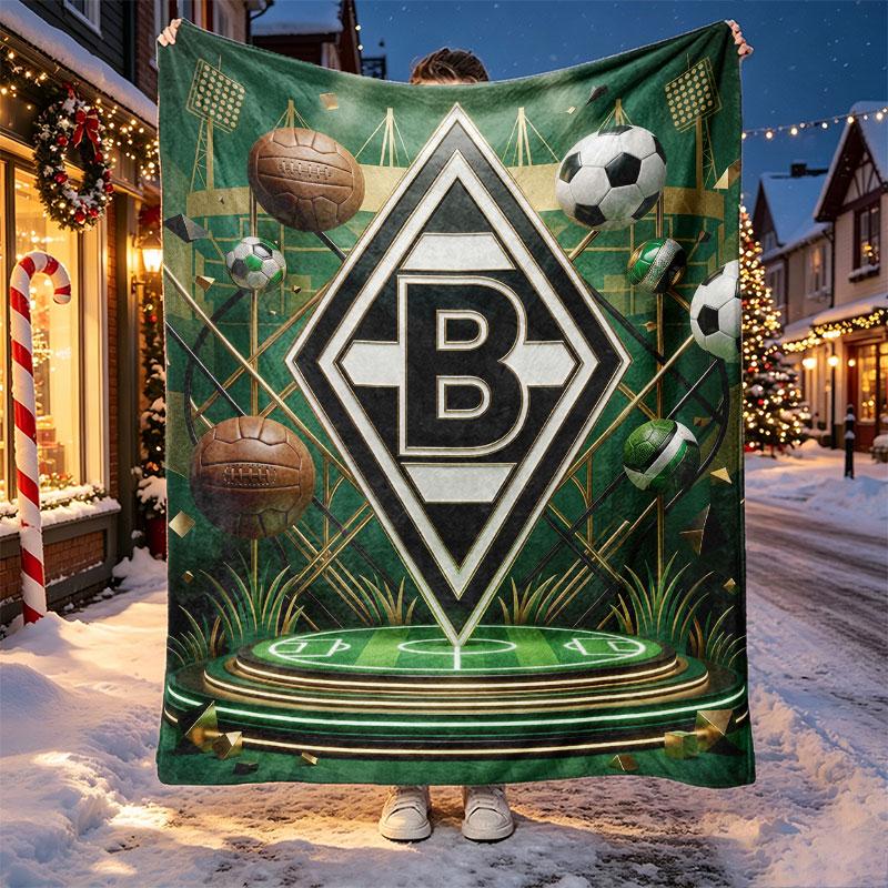 Borussia Mönchengladbach Mønster Tæppe til Boligindretning, Seng, Sofa, Bilrejse, Camping, Velegnet til Alle Årstider, Fødselsdag Julegave