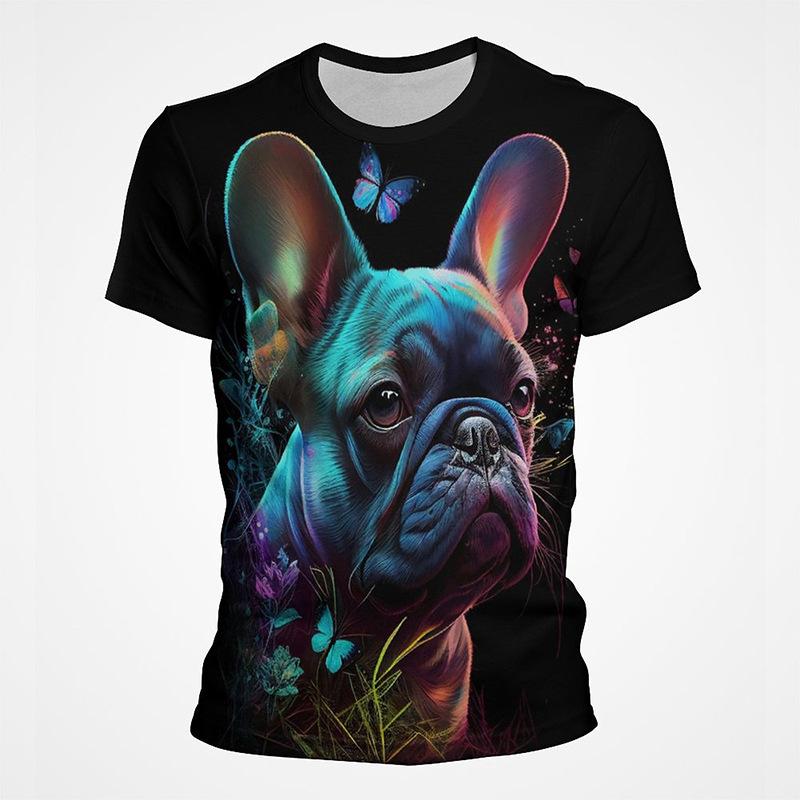 

Летняя забавная мужская футболка с изображением собаки мопса Ludi с 3D принтом и коротким рукавом, модная повседневная уличная одежда в стиле Харадзюку в стиле хип-хоп, топы большого размера S