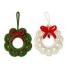Crochet Christmas Wreath Ornaments Small Handmade Knit Wreath Hanging Ornament with Bow for Xmas Tree Holiday Home Decor