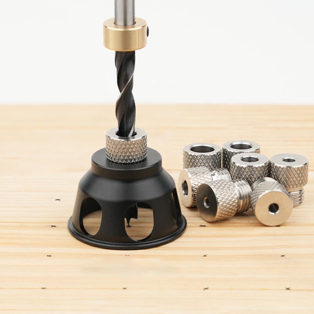 Drill Guide Locator With Bushing Woodworking Aluminum Alloy Hole Puncher Woodworking Blind Hole Positioning Drill Guide Tool