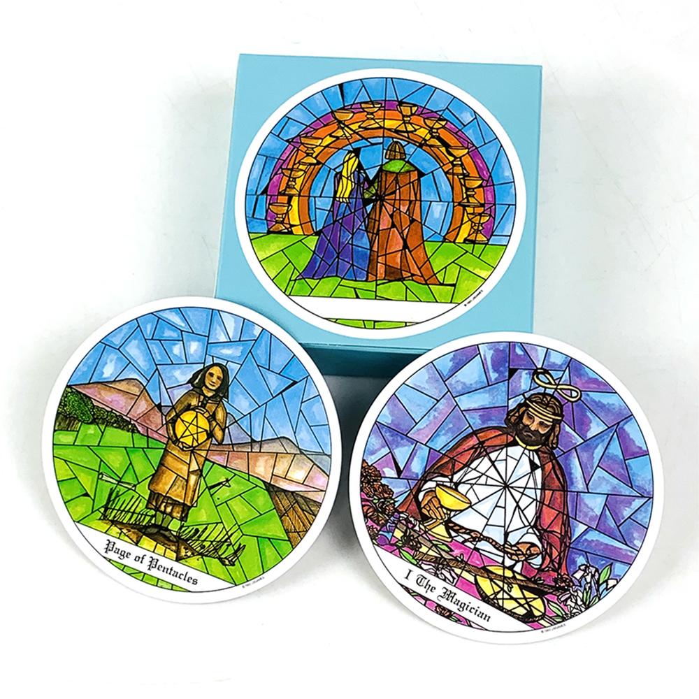 A 78Pcs Round Tarot Cards Deck Playing English Version Predictive Divination Board Game Card Gifts Family Gathering Cards Game