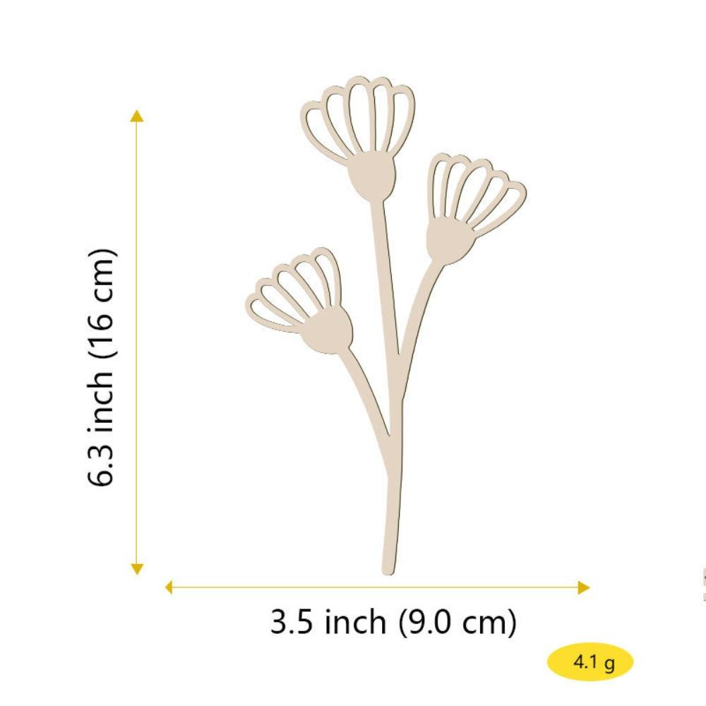 10Pcs Wood Material Wooden Flowers Cutout Design Laser Cut Wood Flowers Cutout Signs Natural Unpainted Wildflowers Stems