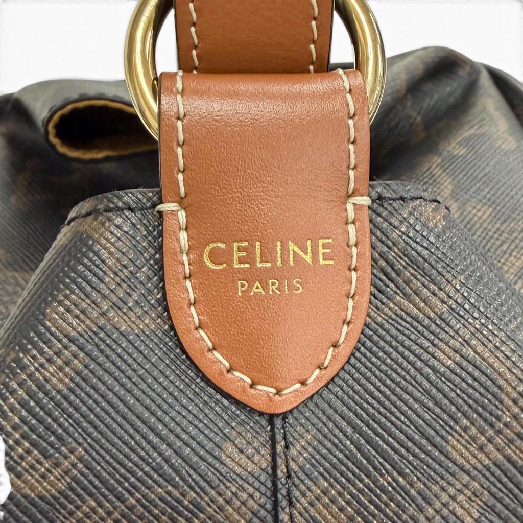 Excellent CELINE Handbag Strap Box Handbag Tan Triomphe Canvas Women 19714 Used