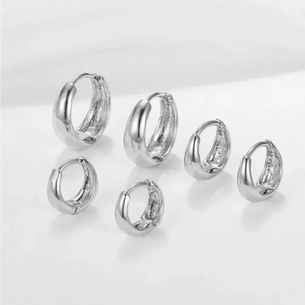 3 Pairs Minimalist Tiny Huggie Hoop Earrings for Women Gold Color Small Round Circle Fashion Jewelry